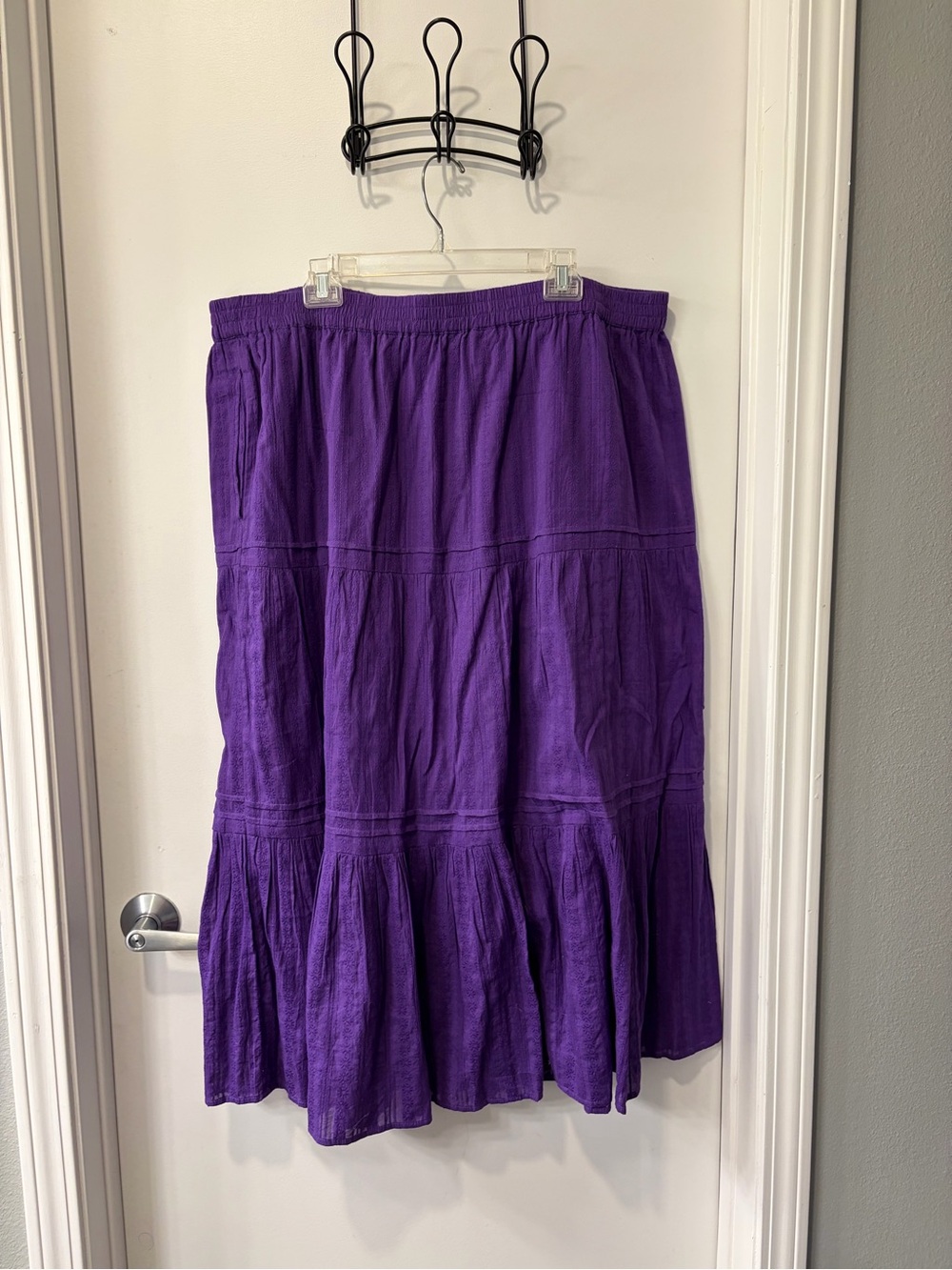Women's Purple Tiered Midi Skirt
